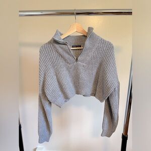 SHEIN cropped half zip sweater